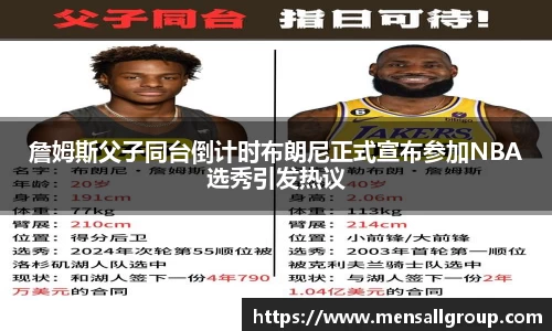 詹姆斯父子同台倒计时布朗尼正式宣布参加NBA选秀引发热议